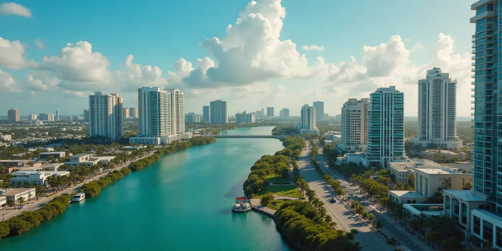 Imagen de canal en Miami o Fort Lauderdale creada con ia.