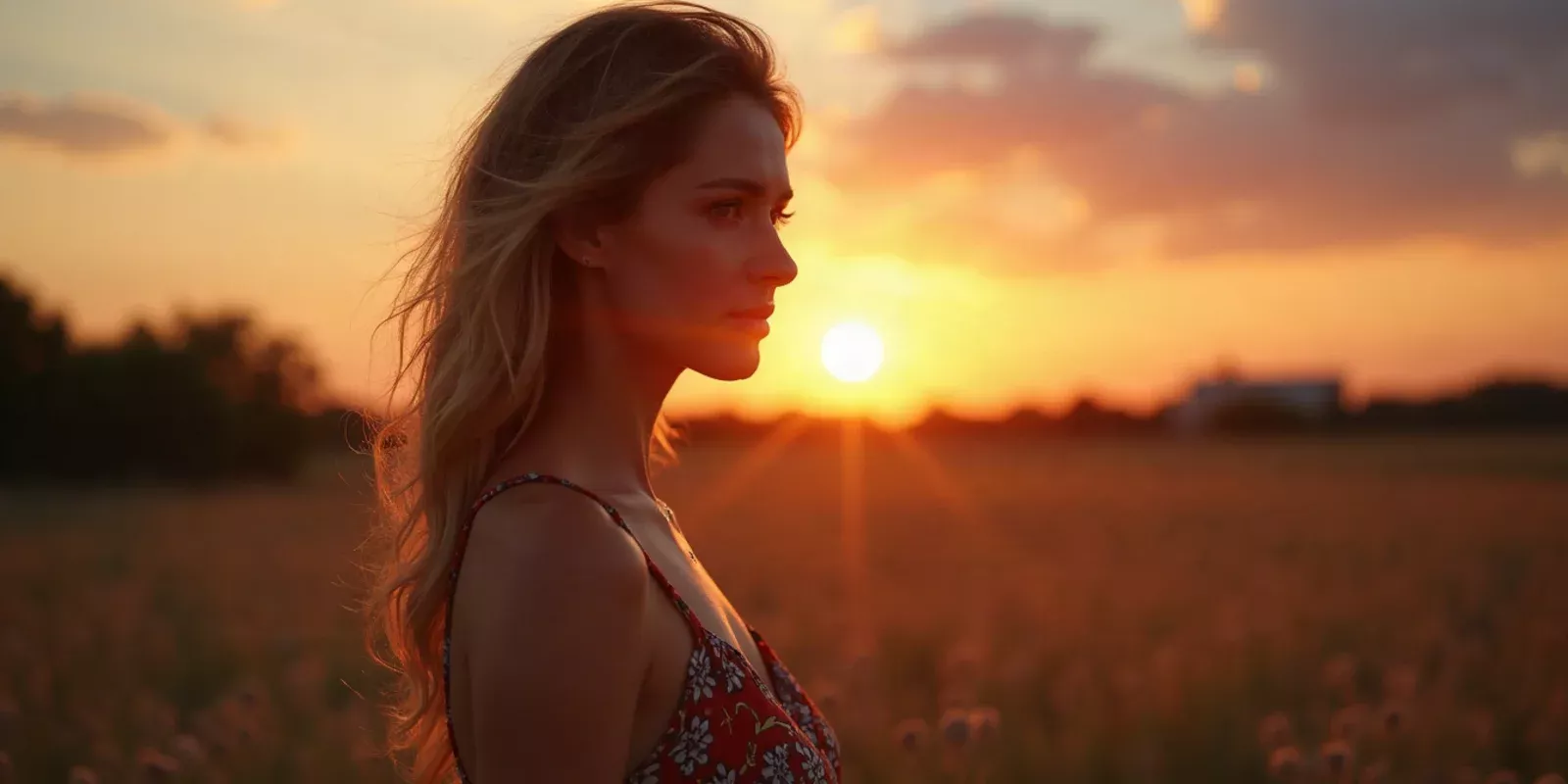Una mujer en un atardecer de un campo argentino soñando con invertir en Miami.