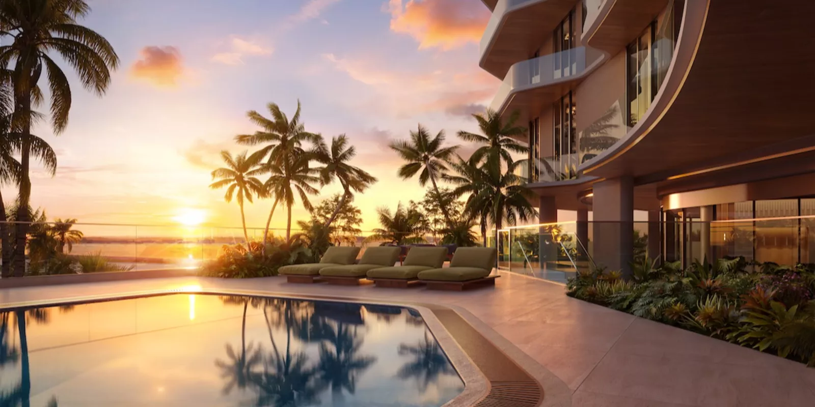 Hollywood Moon Sunset terraza de piscina